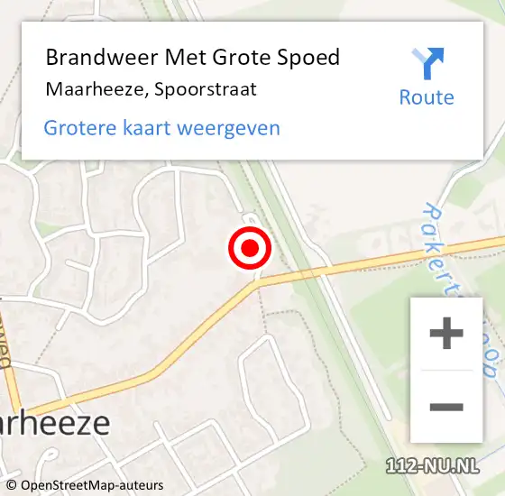 Locatie op kaart van de 112 melding: Brandweer Met Grote Spoed Naar Maarheeze, Spoorstraat op 1 september 2022 16:17