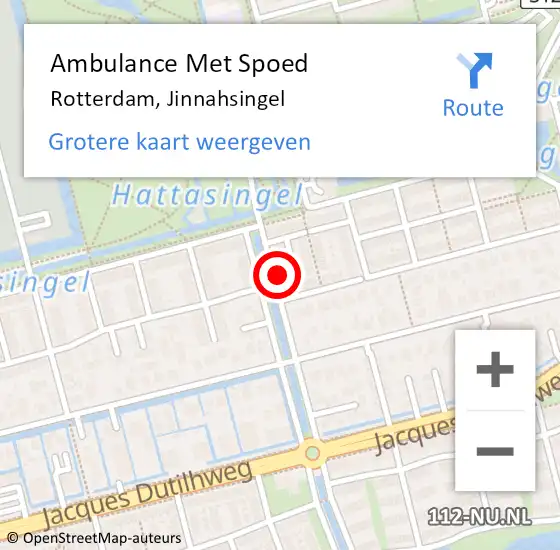 Locatie op kaart van de 112 melding: Ambulance Met Spoed Naar Rotterdam, Jinnahsingel op 1 september 2022 16:26