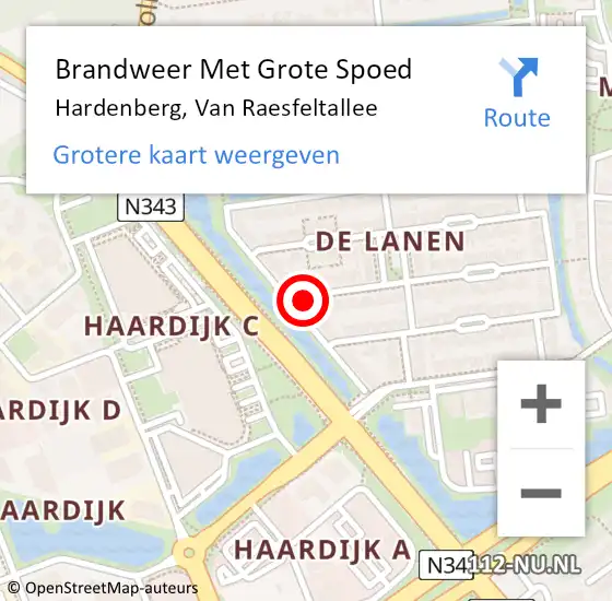 Locatie op kaart van de 112 melding: Brandweer Met Grote Spoed Naar Hardenberg, Van Raesfeltallee op 1 september 2022 16:33