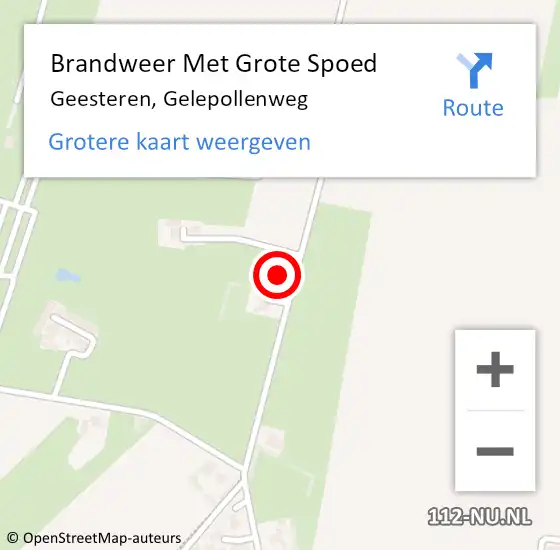 Locatie op kaart van de 112 melding: Brandweer Met Grote Spoed Naar Geesteren, Gelepollenweg op 1 september 2022 16:50