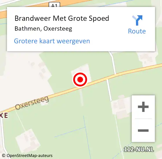 Locatie op kaart van de 112 melding: Brandweer Met Grote Spoed Naar Bathmen, Oxersteeg op 1 september 2022 16:52