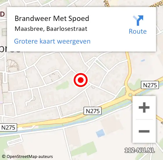 Locatie op kaart van de 112 melding: Brandweer Met Spoed Naar Maasbree, Baarlosestraat op 1 september 2022 16:56