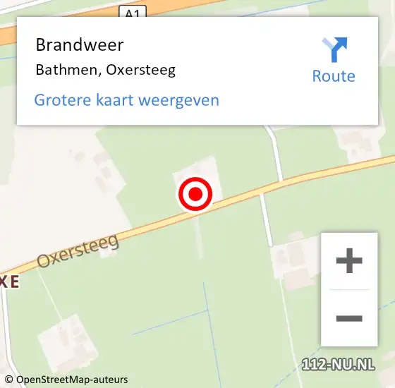 Locatie op kaart van de 112 melding: Brandweer Bathmen, Oxersteeg op 1 september 2022 17:00