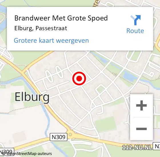 Locatie op kaart van de 112 melding: Brandweer Met Grote Spoed Naar Elburg, Passestraat op 1 september 2022 17:03