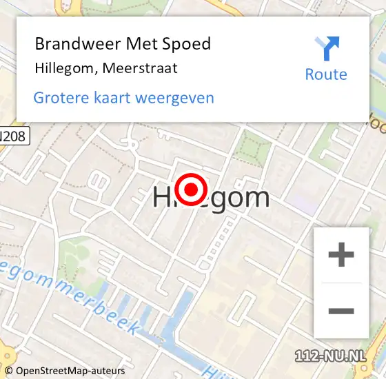 Locatie op kaart van de 112 melding: Brandweer Met Spoed Naar Hillegom, Meerstraat op 28 juli 2014 10:59