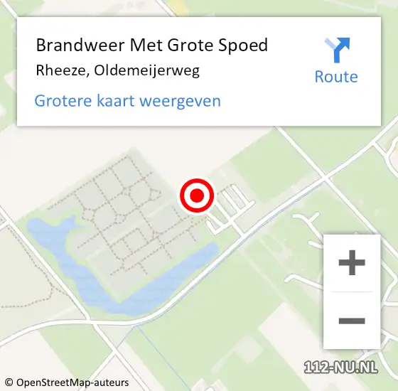 Locatie op kaart van de 112 melding: Brandweer Met Grote Spoed Naar Rheeze, Oldemeijerweg op 1 september 2022 17:52