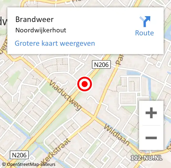 Locatie op kaart van de 112 melding: Brandweer Noordwijkerhout op 1 september 2022 17:55