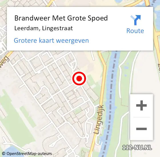 Locatie op kaart van de 112 melding: Brandweer Met Grote Spoed Naar Leerdam, Lingestraat op 1 september 2022 18:00