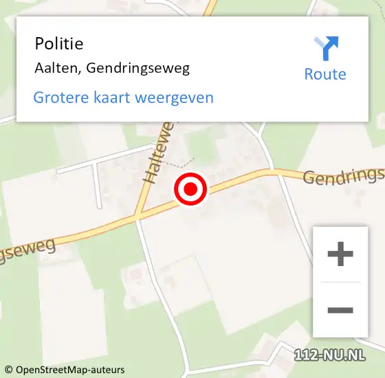 Locatie op kaart van de 112 melding: Politie Aalten, Gendringseweg op 1 september 2022 18:07