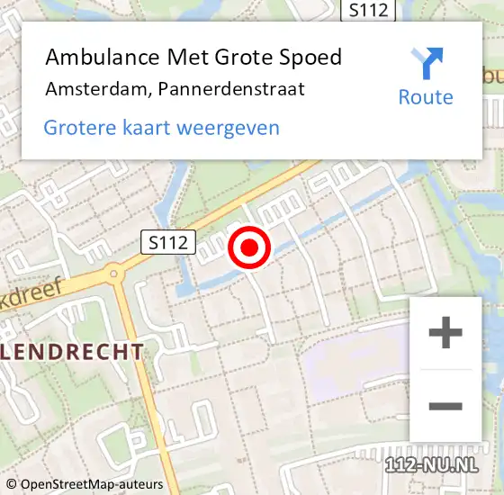 Locatie op kaart van de 112 melding: Ambulance Met Grote Spoed Naar Amsterdam-Zuidoost, Pannerdenstraat op 1 september 2022 18:29