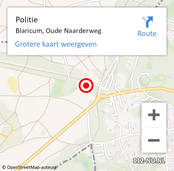 Locatie op kaart van de 112 melding: Politie Blaricum, Oude Naarderweg op 1 september 2022 18:57