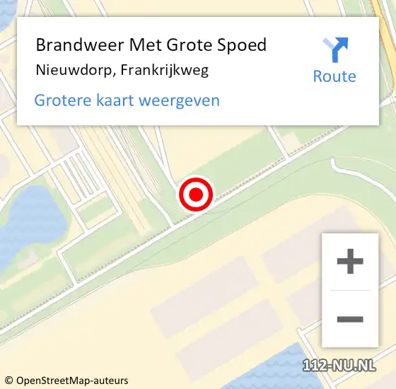 Locatie op kaart van de 112 melding: Brandweer Met Grote Spoed Naar Nieuwdorp, Frankrijkweg op 1 september 2022 18:58