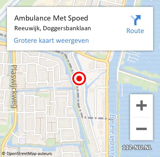 Locatie op kaart van de 112 melding: Ambulance Met Spoed Naar Reeuwijk, Doggersbanklaan op 1 september 2022 18:59