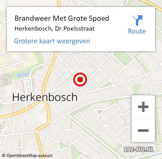 Locatie op kaart van de 112 melding: Brandweer Met Grote Spoed Naar Herkenbosch, Dr.Poelsstraat op 1 september 2022 19:29