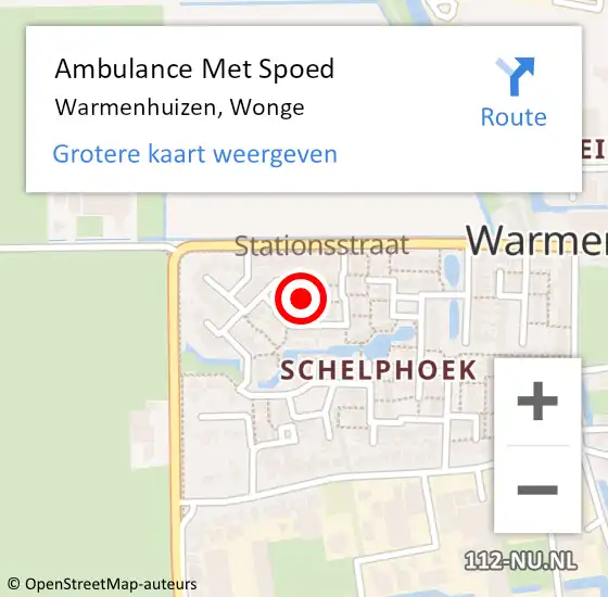 Locatie op kaart van de 112 melding: Ambulance Met Spoed Naar Warmenhuizen, Wonge op 1 september 2022 20:04