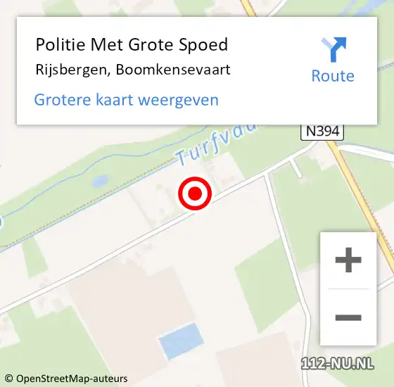 Locatie op kaart van de 112 melding: Politie Met Grote Spoed Naar Rijsbergen, Boomkensevaart op 1 september 2022 20:39