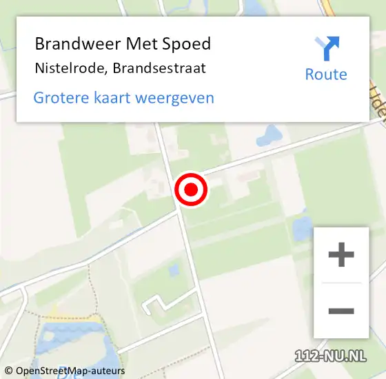 Locatie op kaart van de 112 melding: Brandweer Met Spoed Naar Nistelrode, Brandsestraat op 1 september 2022 20:42