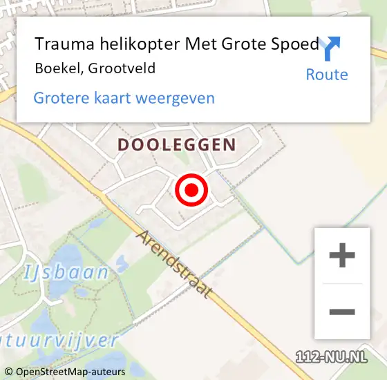 Locatie op kaart van de 112 melding: Trauma helikopter Met Grote Spoed Naar Boekel, Grootveld op 1 september 2022 20:47