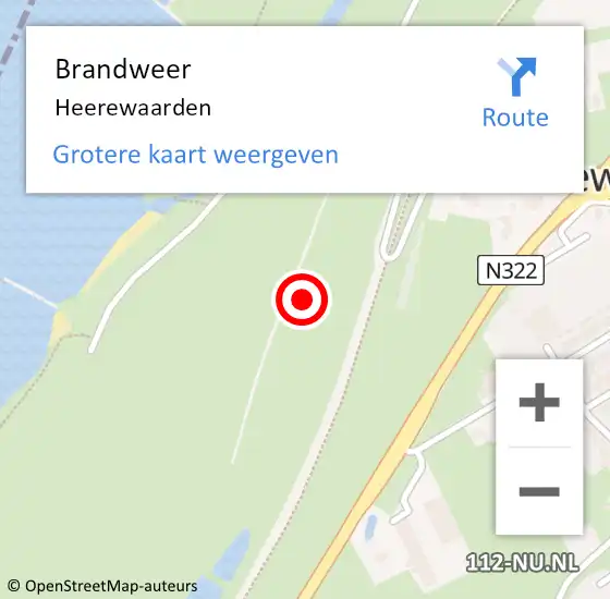 Locatie op kaart van de 112 melding: Brandweer Heerewaarden op 1 september 2022 20:57