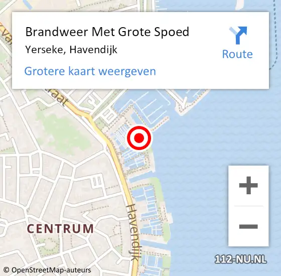 Locatie op kaart van de 112 melding: Brandweer Met Grote Spoed Naar Yerseke, Havendijk op 1 september 2022 21:01