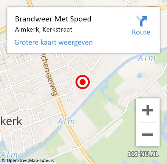 Locatie op kaart van de 112 melding: Brandweer Met Spoed Naar Almkerk, Kerkstraat op 28 juli 2014 11:07