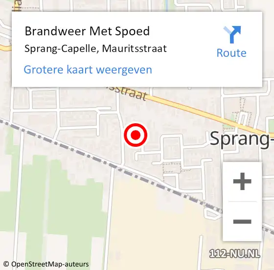 Locatie op kaart van de 112 melding: Brandweer Met Spoed Naar Sprang-Capelle, Mauritsstraat op 28 juli 2014 11:07