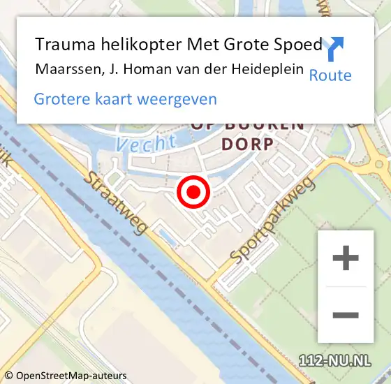 Locatie op kaart van de 112 melding: Trauma helikopter Met Grote Spoed Naar Maarssen, J. Homan van der Heideplein op 1 september 2022 21:30
