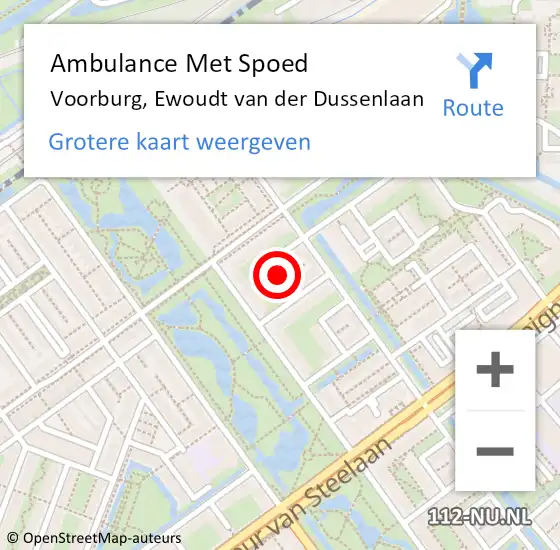 Locatie op kaart van de 112 melding: Ambulance Met Spoed Naar Voorburg, Ewoudt van der Dussenlaan op 1 september 2022 21:46