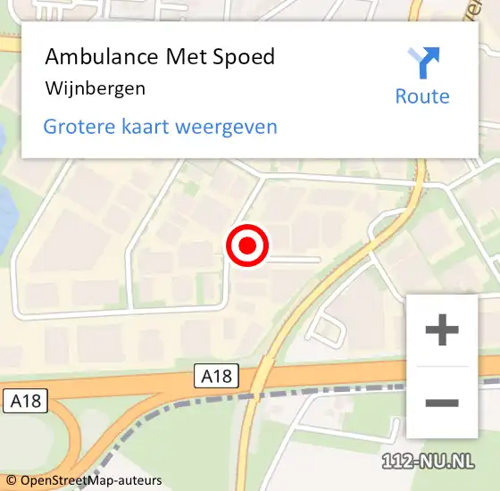 Locatie op kaart van de 112 melding: Ambulance Met Spoed Naar Wijnbergen op 1 september 2022 21:59