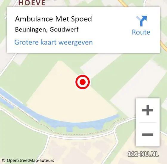 Locatie op kaart van de 112 melding: Ambulance Met Spoed Naar Beuningen, Goudwerf op 1 september 2022 22:00