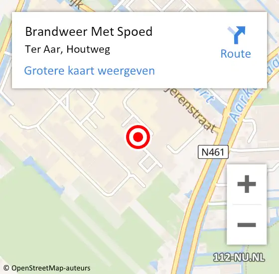 Locatie op kaart van de 112 melding: Brandweer Met Spoed Naar Ter Aar, Houtweg op 28 juli 2014 11:08