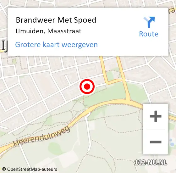 Locatie op kaart van de 112 melding: Brandweer Met Spoed Naar IJmuiden, Maasstraat op 1 september 2022 22:11