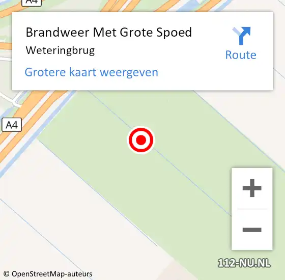 Locatie op kaart van de 112 melding: Brandweer Met Grote Spoed Naar Weteringbrug op 1 september 2022 22:17