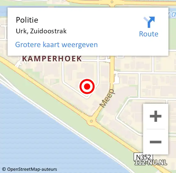 Locatie op kaart van de 112 melding: Politie Urk, Zuidoostrak op 1 september 2022 22:36