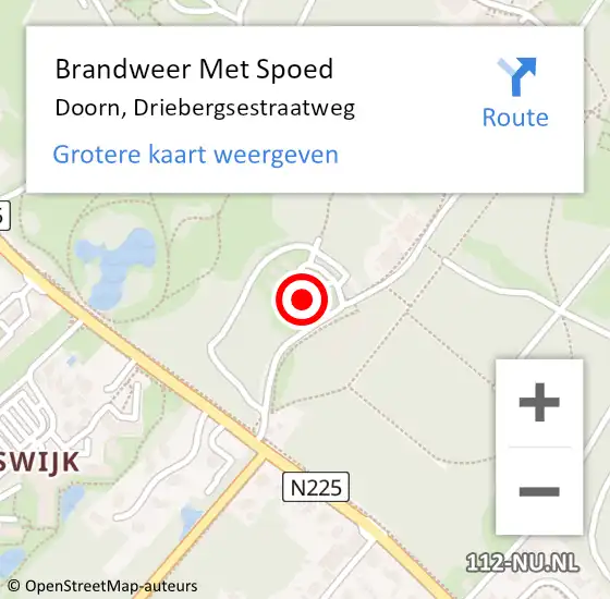 Locatie op kaart van de 112 melding: Brandweer Met Spoed Naar Doorn, Driebergsestraatweg op 1 september 2022 22:38