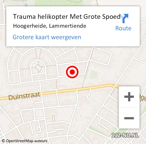 Locatie op kaart van de 112 melding: Trauma helikopter Met Grote Spoed Naar Hoogerheide, Lammertiende op 1 september 2022 23:11