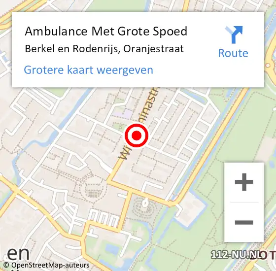 Locatie op kaart van de 112 melding: Ambulance Met Grote Spoed Naar Berkel en Rodenrijs, Oranjestraat op 1 september 2022 23:15