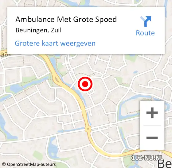 Locatie op kaart van de 112 melding: Ambulance Met Grote Spoed Naar Beuningen, Zuil op 1 september 2022 23:29
