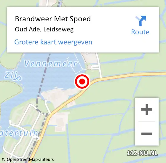 Locatie op kaart van de 112 melding: Brandweer Met Spoed Naar Oud Ade, Leidseweg op 28 juli 2014 11:10