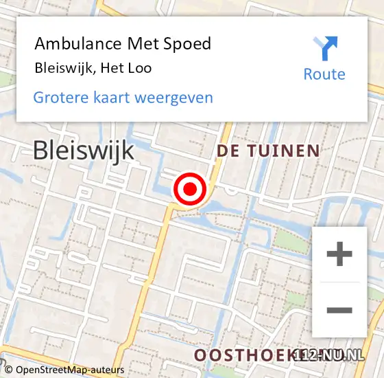 Locatie op kaart van de 112 melding: Ambulance Met Spoed Naar Bleiswijk, Het Loo op 1 september 2022 23:32