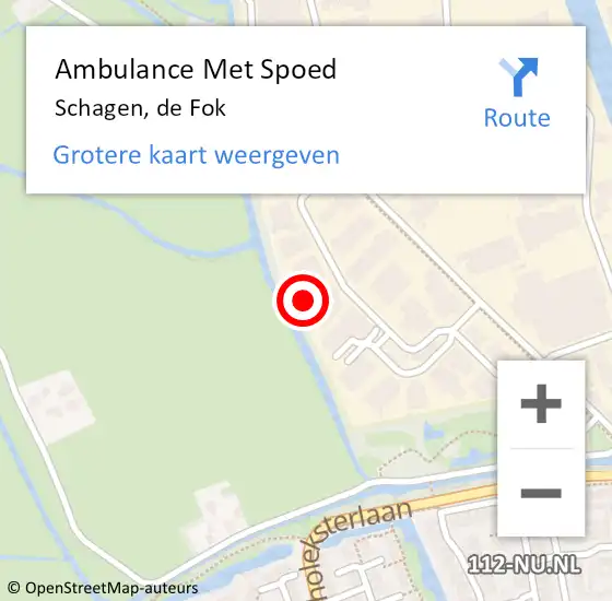 Locatie op kaart van de 112 melding: Ambulance Met Spoed Naar Schagen, de Fok op 1 september 2022 23:40