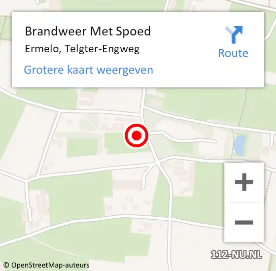 Locatie op kaart van de 112 melding: Brandweer Met Spoed Naar Ermelo, Telgter-Engweg op 1 september 2022 23:55