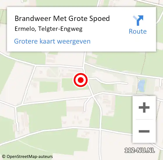 Locatie op kaart van de 112 melding: Brandweer Met Grote Spoed Naar Ermelo, Telgter-Engweg op 1 september 2022 23:56