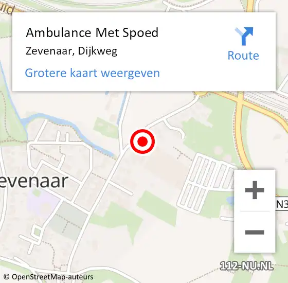 Locatie op kaart van de 112 melding: Ambulance Met Spoed Naar Zevenaar, Dijkweg op 2 september 2022 00:02