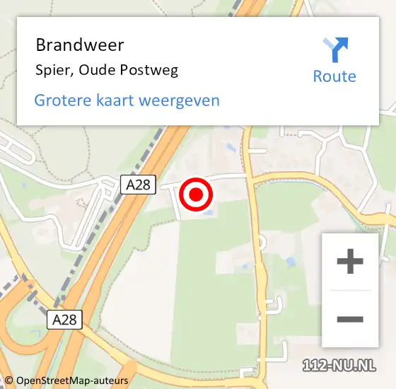 Locatie op kaart van de 112 melding: Brandweer Spier, Oude Postweg op 2 september 2022 00:12
