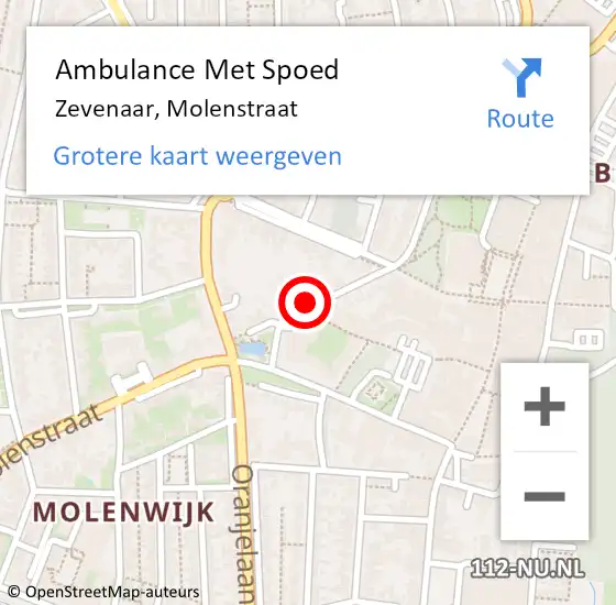 Locatie op kaart van de 112 melding: Ambulance Met Spoed Naar Zevenaar, Molenstraat op 2 september 2022 01:18