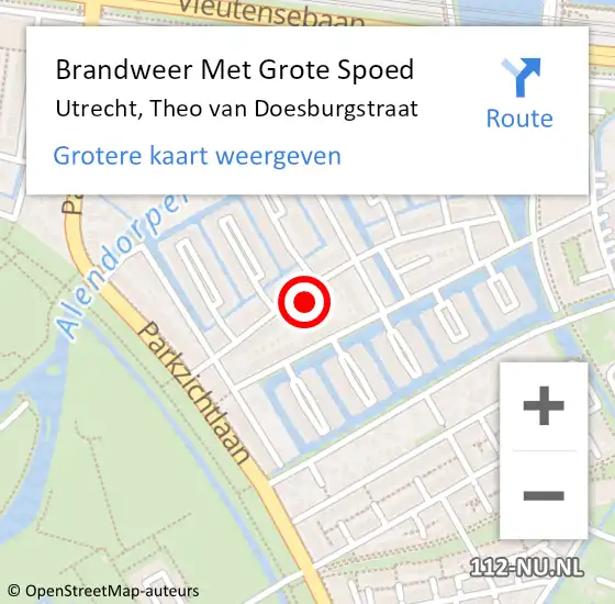 Locatie op kaart van de 112 melding: Brandweer Met Grote Spoed Naar Utrecht, Theo van Doesburgstraat op 2 september 2022 01:33