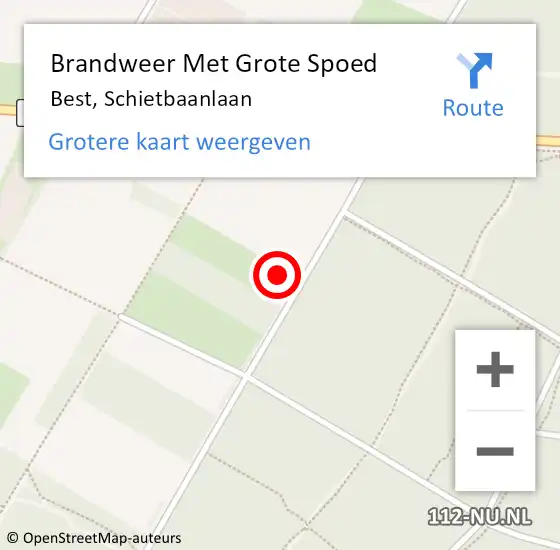 Locatie op kaart van de 112 melding: Brandweer Met Grote Spoed Naar Best, Schietbaanlaan op 2 september 2022 01:37