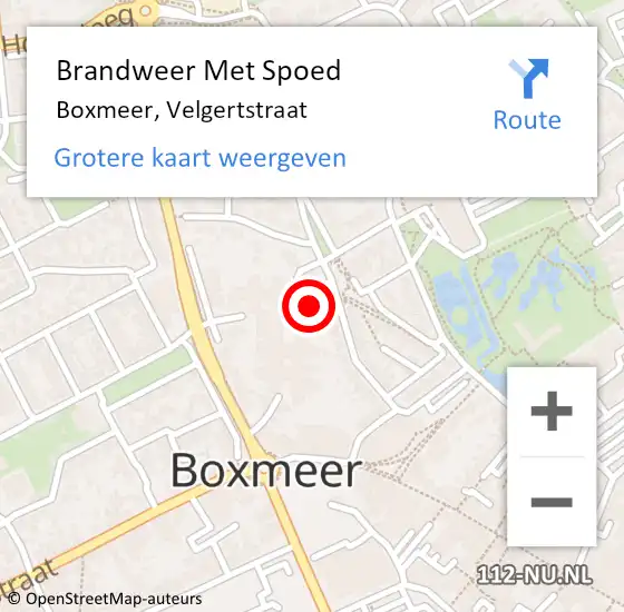 Locatie op kaart van de 112 melding: Brandweer Met Spoed Naar Boxmeer, Velgertstraat op 2 september 2022 02:44