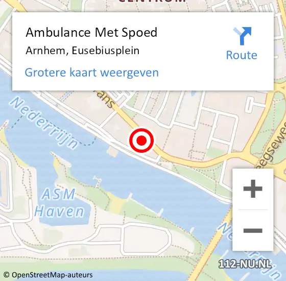 Locatie op kaart van de 112 melding: Ambulance Met Spoed Naar Arnhem, Eusebiusplein op 2 september 2022 03:19